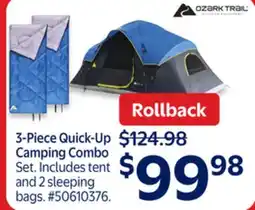 Walmart 3-Piece Quick Up Camping Combo offer