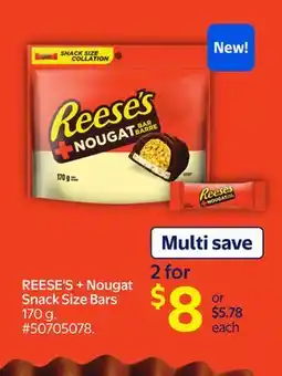 Walmart REESE'S + Nougat Snack Size Bars offer