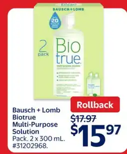 Walmart Bausch + Lamb Biotrue Multi-Purpose Solution offer