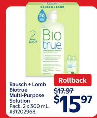 Walmart Bausch + Lamb Biotrue Multi-Purpose Solution offer