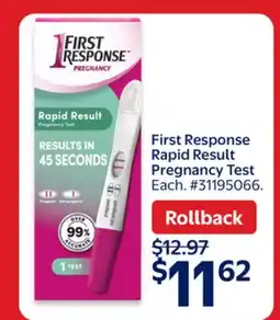 Walmart First Response Rapid Result Pregnancy Test offer