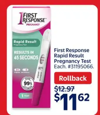 Walmart First Response Rapid Result Pregnancy Test offer