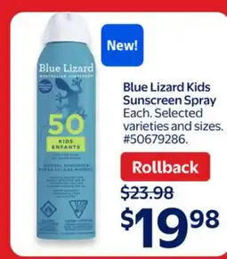 Walmart Blue Lizard Kids Sunscreen Spray offer