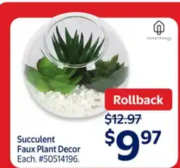Walmart Succulent Faux Plant Decor offer