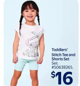 Walmart Toddlers' Stitch Tee and Shorts Set offer
