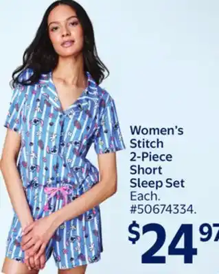 Walmart Women's Stitch 2-Piece Short Sleep Set offer