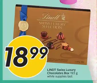Sobeys LINDT Swiss Luxury Chocolates Box offer