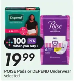 Sobeys POISE Pads or DEPEND Underwear offer