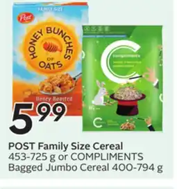 Sobeys POST Family Size Cereal offer