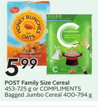 Sobeys POST Family Size Cereal offer