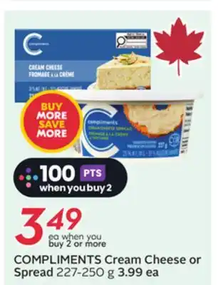Sobeys COMPLIMENTS Cream Cheese or Spread offer