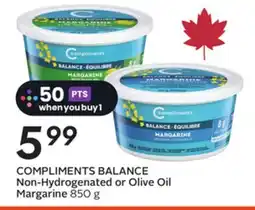 Sobeys COMPLIMENTS BALANCE Non-Hydrogenated or Olive Oil Margarine offer