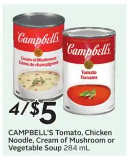 Sobeys CAMPBELL'S Tomato, Chicken Noodle, Cream of Mushroom or Vegetable Soup offer