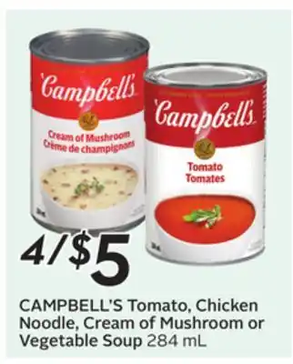 Sobeys CAMPBELL'S Tomato, Chicken Noodle, Cream of Mushroom or Vegetable Soup offer