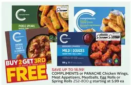 Sobeys COMPLIMENTS or PANACHE Chicken Wings, Meat Appetizers, Meatballs, Egg Rolls or Spring Rolls offer