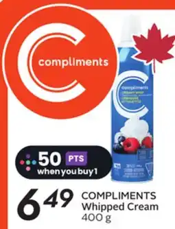 Sobeys COMPLIMENTS Whipped Cream offer