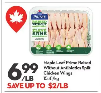 Longo's Maple Leaf Prime Raised Without Antibiotics Split Chicken Wings offer