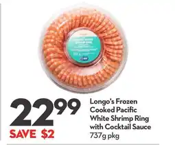 Longo's Longo's Frozen Cooked Pacific White Shrimp Ring with Cocktail Sauce offer