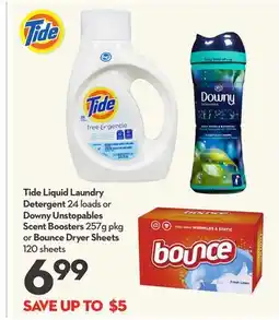 Longo's Liquid Laundry Detergent 24 loads or Unstopables Scent Boosters 257g pkg or Dryer Sheets 120 sheets offer