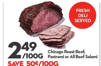 Longo's Chicago Roast Beef, Pastrami or All Beef Salami offer
