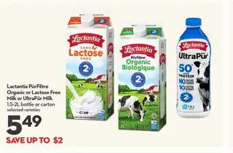 Longo's PūrFiltre Organic or Lactose Free Milk or UltraPūr Milk offer
