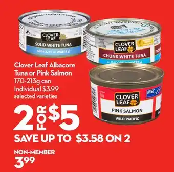 Longo's Clover Leaf Albacore Tuna or Pink Salmon offer