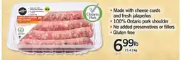 Fortinos CHEESE & JALAPEÑO PORK SAUSAGES offer