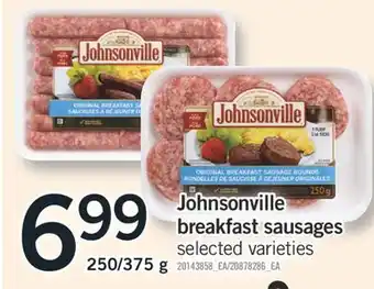 Fortinos JOHNSONVILLE BREAKFAST SAUSAGES, 250/375 g offer