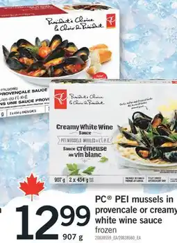 Fortinos PC PEI MUSSELS IN PROVENCALE OR CREAMY WHITE WINE SAUCE, 907 g offer