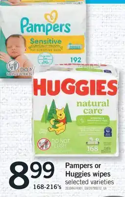 Fortinos PAMPERS OR HUGGIES WIPES, 168-216'S offer