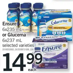 Fortinos ENSURE, 6X235 ML OR GLUCERNA, 6X237 ML offer