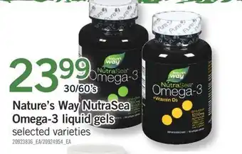 Fortinos NATURE'S WAY NUTRASEA OMEGA-3 LIQUID GELS, 30/60'S offer