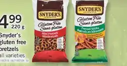 Fortinos SNYDER'S GLUTEN FREE PRETZELS, 220 G offer