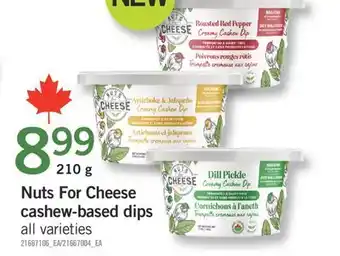 Fortinos NUTS FOR CHEESE CASHEW-BASED DIPS, 210 G offer