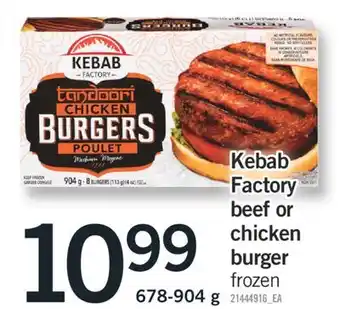 Fortinos KEBAB FACTORY BEEF OR CHICKEN BURGER, 678-904 g offer