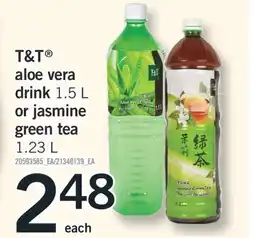 Fortinos T&T ALOE VERA DRINK, 1.5 L OR JASMINE GREEN TEA, 1.23 L offer