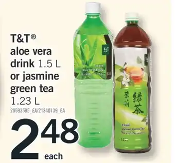 Fortinos T&T ALOE VERA DRINK, 1.5 L OR JASMINE GREEN TEA, 1.23 L offer