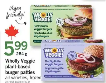 Fortinos WHOLLY VEGGIE PLANT-BASED BURGER PATTIES, 284 G offer