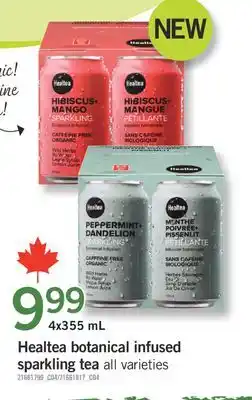 Fortinos HEALTEA BOTANICAL INFUSED SPARKLING TEA, 4X355 ML offer