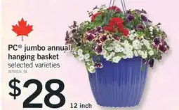 Fortinos PC JUMBO ANNUAL HANGING BASKET, 12 inch offer