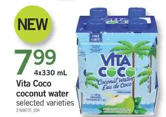 Fortinos VITA COCO COCONUT WATER, 4x330 ML offer