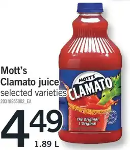 Fortinos MOTT'S CLAMATO JUICE, 1.89 L offer