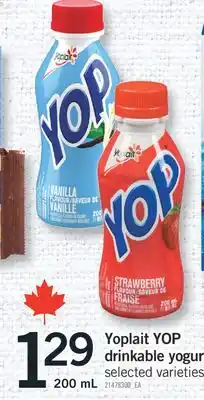 Fortinos YOPLAIT YOP DRINKABLE YOGURT, 200 mL offer