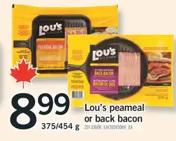 Fortinos LOU'S PEAMEAL OR BACK BACON, 375/454 g offer