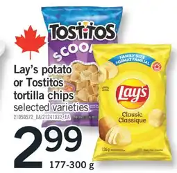Fortinos LAY'S POTATO OR TOSTITOS TORTILLA CHIPS, 177-300 g offer