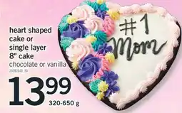 Fortinos HEART SHAPED CAKE OR SINGLE LAYER 8 CAKE, 320-650 g offer