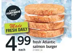 Fortinos FRESH ATLANTIC SALMON BURGER offer