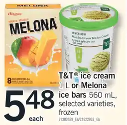 Fortinos T&T ICE CREAM, 1 L OR MELONA ICE BARS, 560 ML offer