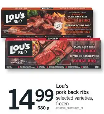 Fortinos LOU'S PORK BACK RIBS, 680 g offer