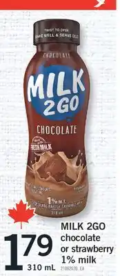 Fortinos MILK 2GO CHOCOLATE OR STRAWBERRY MILK 1%, 310 mL offer